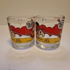 Vintage Garfield McDonald's 2 Glass Mugs Jim Davis 1978